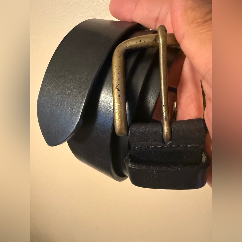 Eddie Bauer Men’s Work Belt Size 48 Black Genuine Leather Solid Brass Buckle NWT